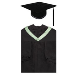 Tailored Bachelor of Social Sciences graduation gown, School of education, University of education, black stucco board hat, black braid and tassel green shawl, Bachelor of Social Sciences graduation gown garment factory DA202 Tailored Bachelor of Social Sciences graduation gown, School of education, University of education, black stucco board hat, black braid and tassel green shawl, Bachelor of Social Sciences graduation gown garment factory DA202